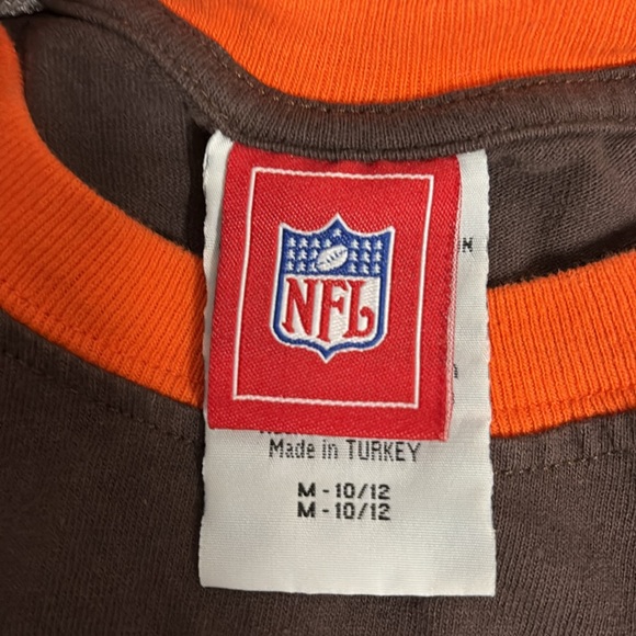 NFL Brown & Orange Cleveland Browns Logo Short Sleeve Tee Boy's Size M 10/12 - Picture 9 of 14